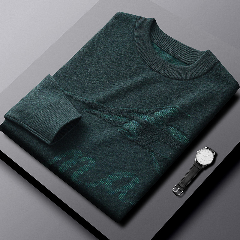 Men's Jacquard Loose Plus Size Wool Sweater