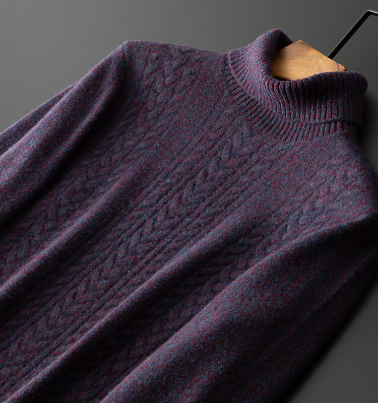 Turtleneck Cashmere Sweater Men's Autumn And Winter Seven Stitch Thickening