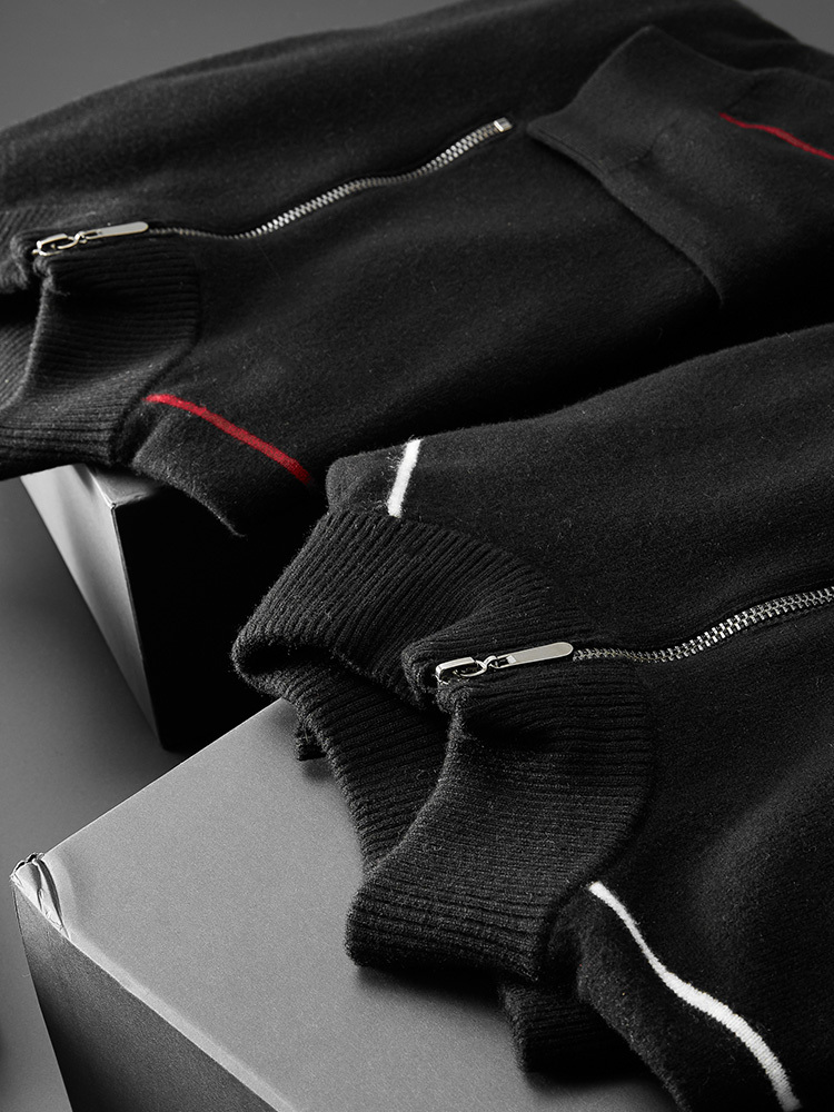 Zipper Half High Collar Autumn Winter Thin Sweater - Image 6