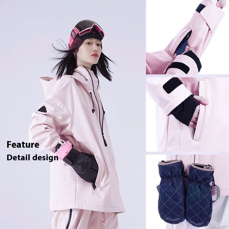 Ski Suit Soft Shell Sweater Women's Men's Pullover Top Veneer Double Board Waterproof Coat - Image 5