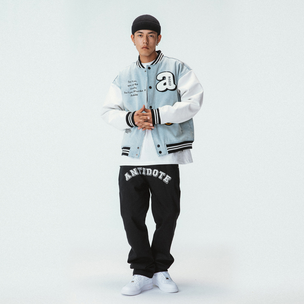 Cotton Towel Embroidered Washed Denim Baseball Uniform - Image 3