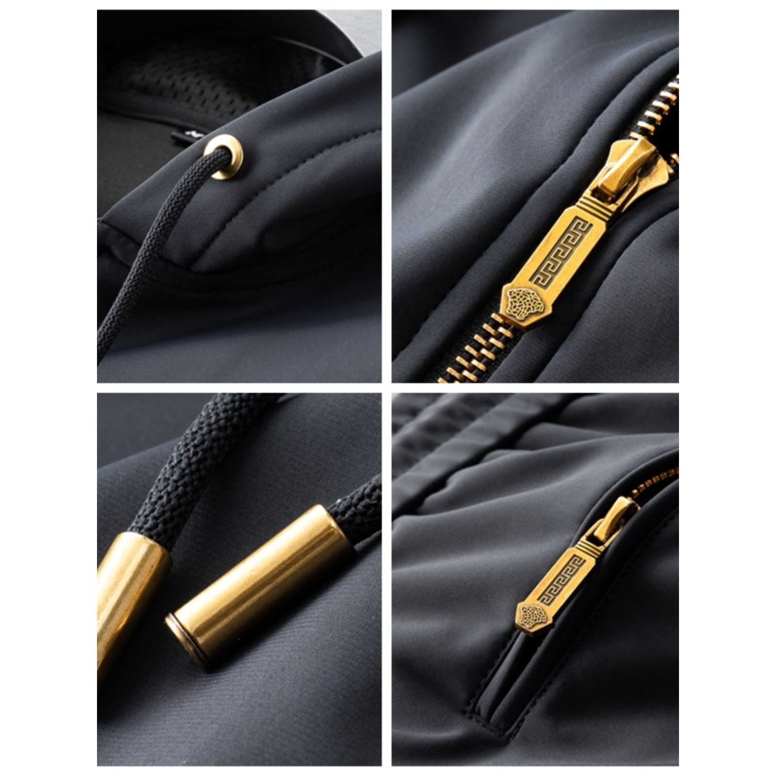 Contrast Color Men's Thickened Two-piece Suit Sweater Zipper Casual Suit - Image 2