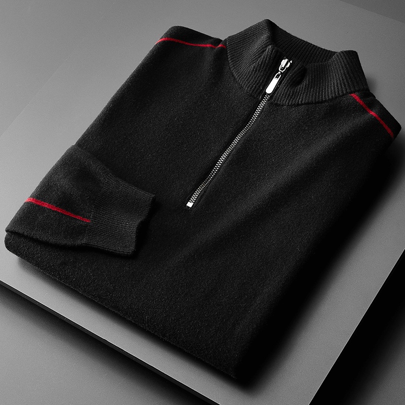 Zipper Half High Collar Autumn Winter Thin Sweater