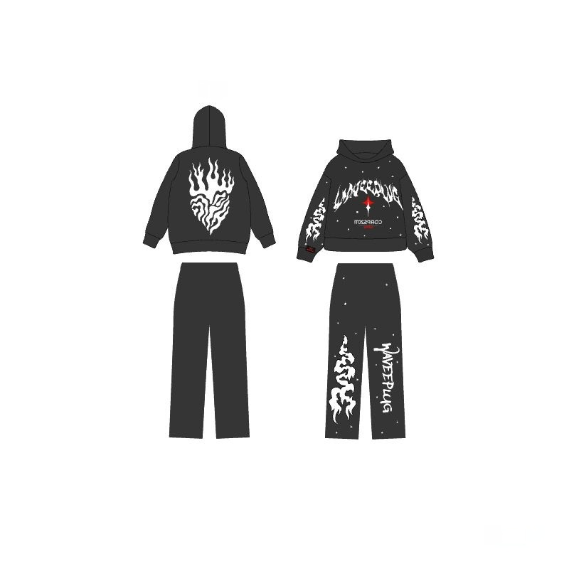 Retro Washed Vintage Hooded Sweatshirt Trendy Hoodie Set