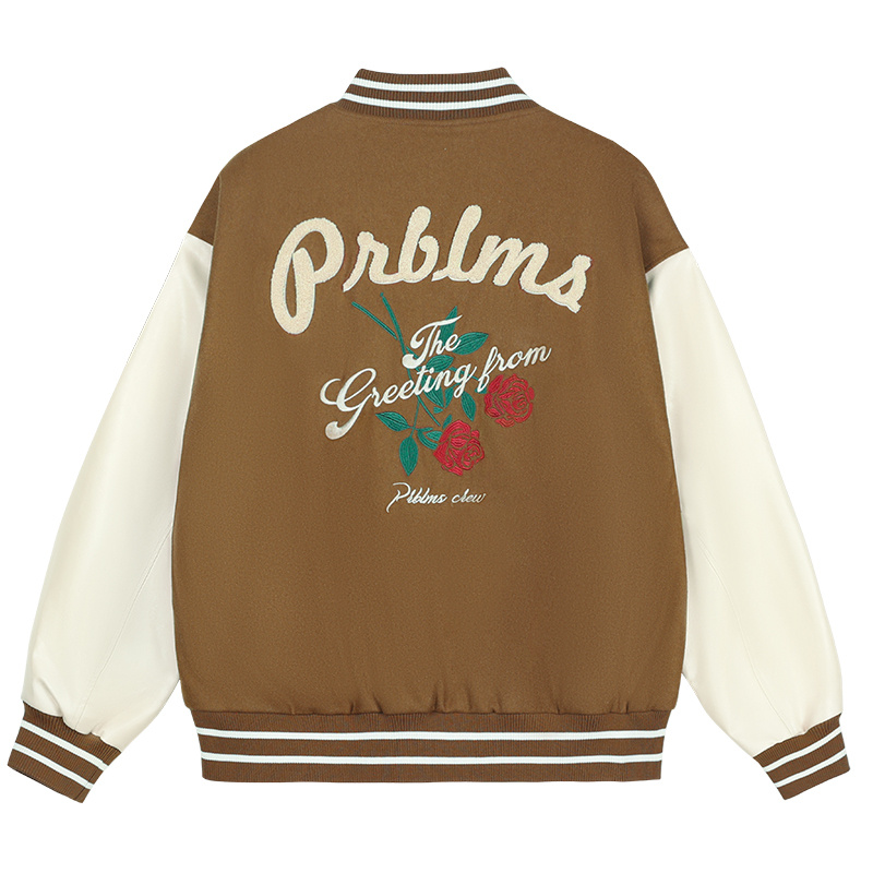 Rose Embroidered Baseball Uniform Loose High Street Jacket - Image 3