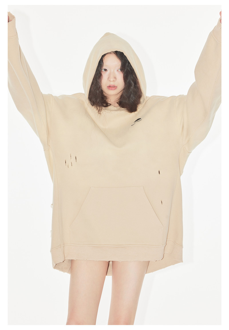 Worn Out And Torn Soft Comfortable Loose Hoodie - Image 2