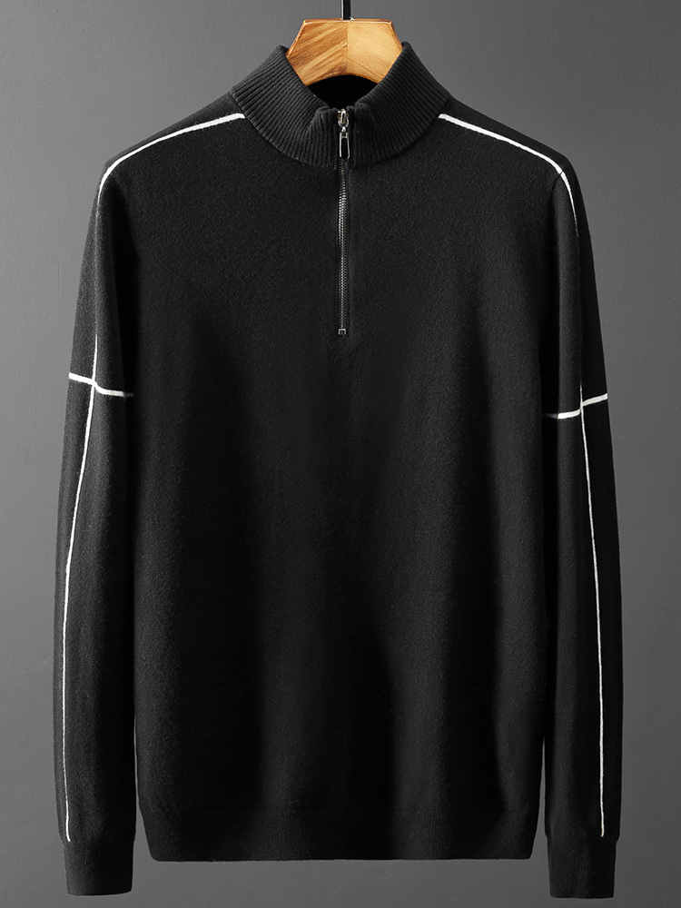 Zipper Half High Collar Autumn Winter Thin Sweater - Image 5