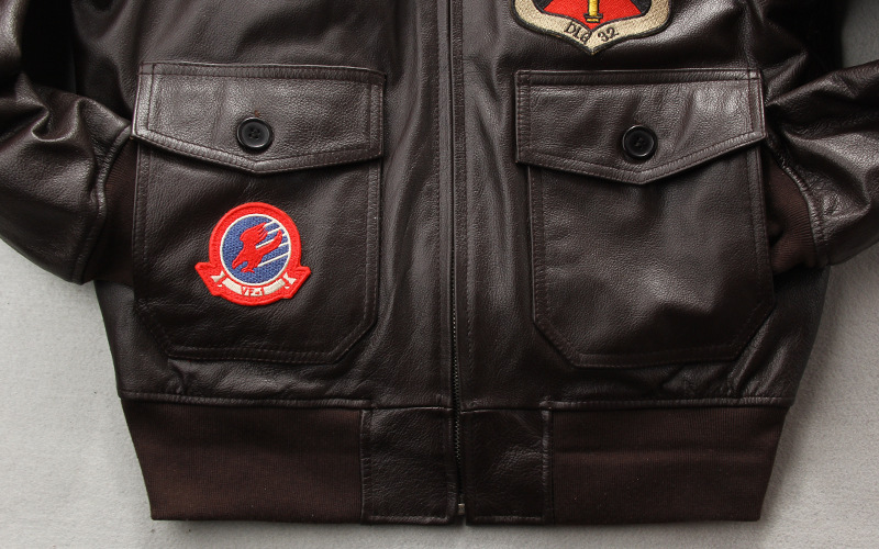 Men's Embroidered Leather Leather Motorcycle Jacket - Image 3