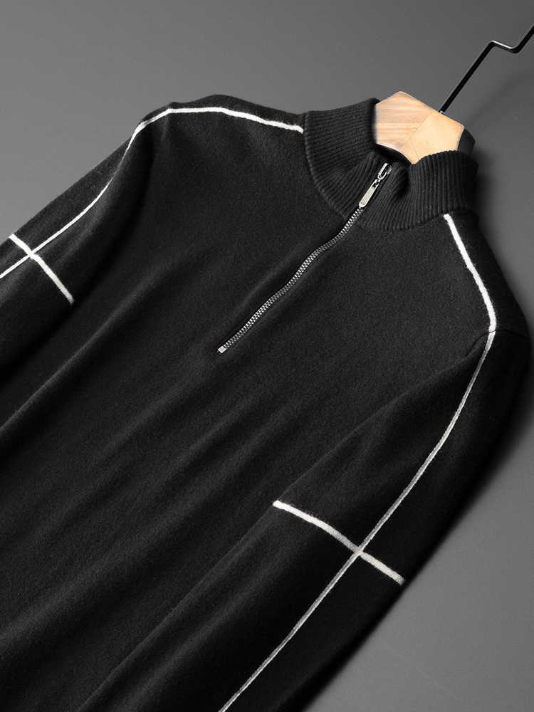 Zipper Half High Collar Autumn Winter Thin Sweater - Image 2