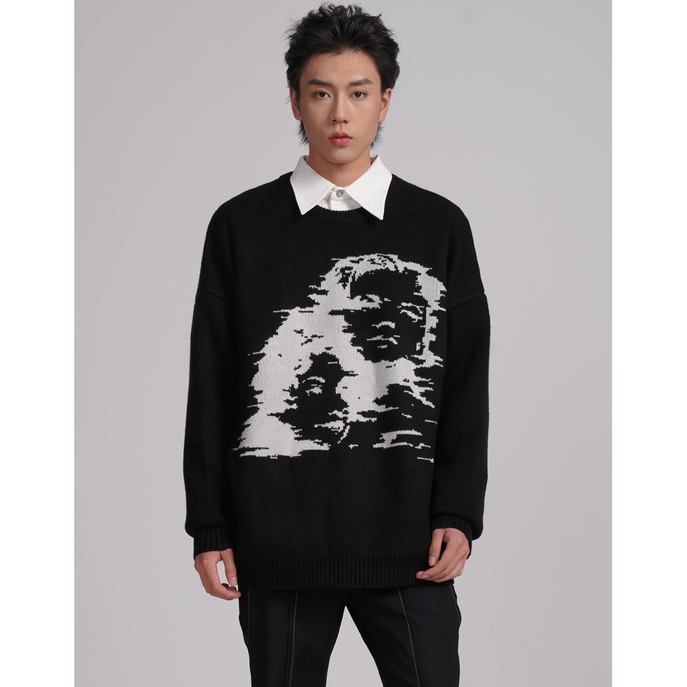 Men's Oversized Thick Jacquard Pullover Sweater - Image 6