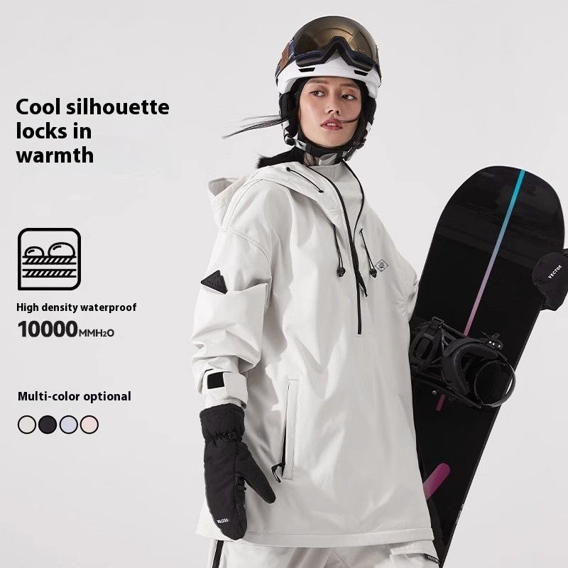 Ski Suit Soft Shell Sweater Women's Men's Pullover Top Veneer Double Board Waterproof Coat - Image 2