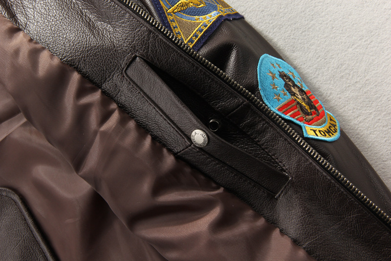 Men's Embroidered Leather Leather Motorcycle Jacket - Image 8