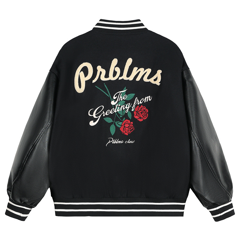 Rose Embroidered Baseball Uniform Loose High Street Jacket - Image 6