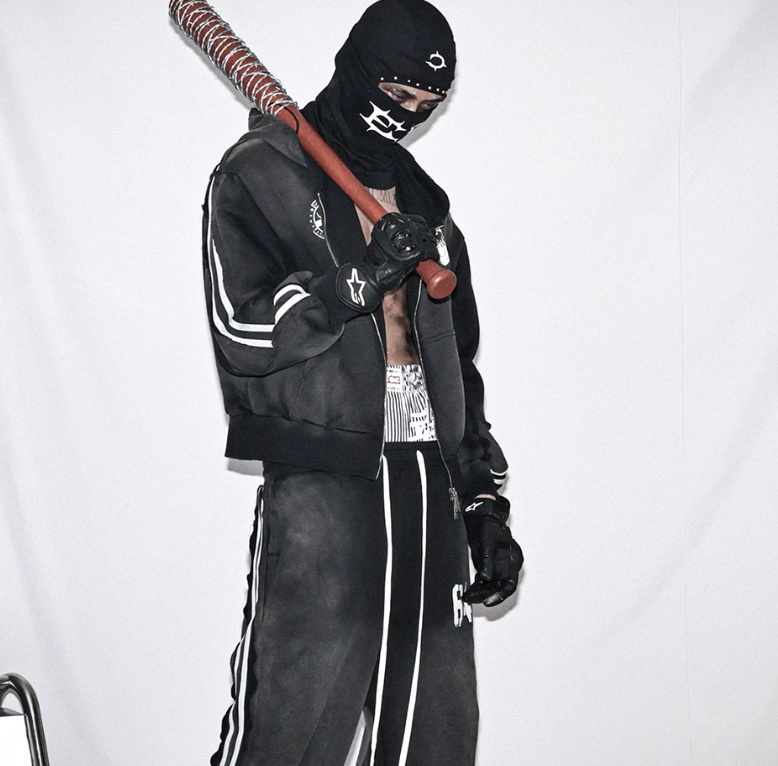 Wash And Make Old Printed Striped Hoodie - Image 4