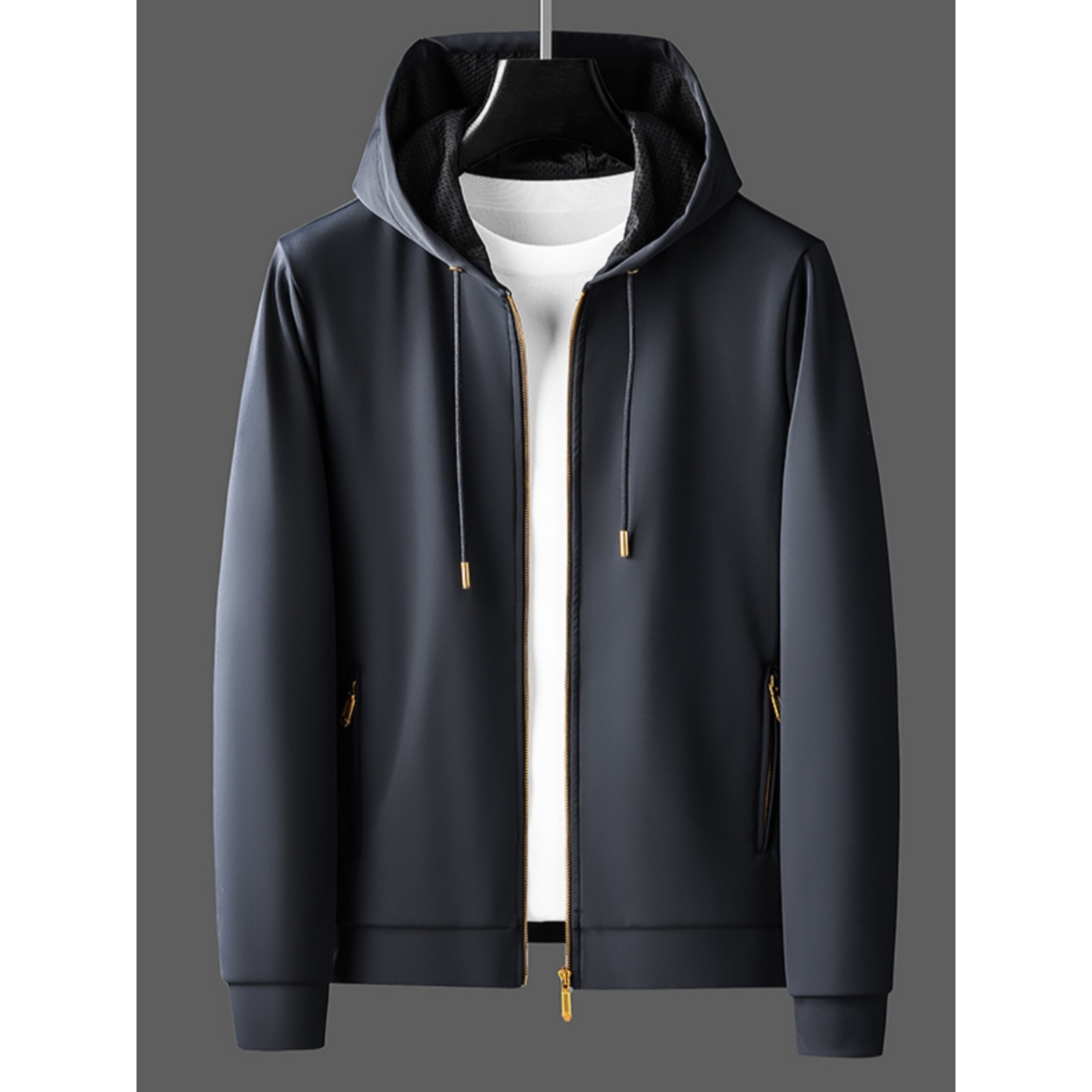 Contrast Color Men's Thickened Two-piece Suit Sweater Zipper Casual Suit - Image 6