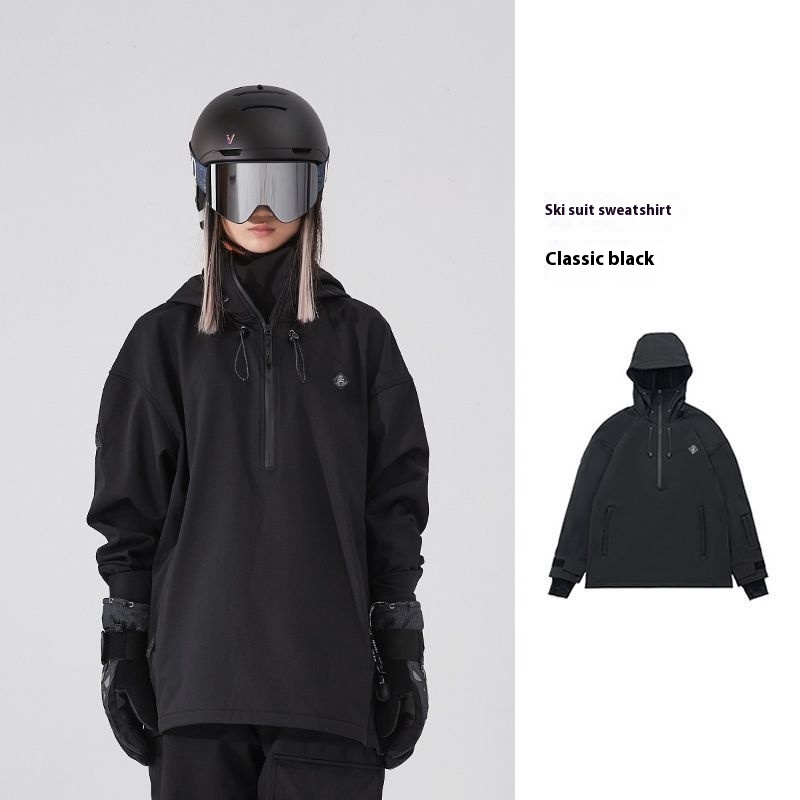 Ski Suit Soft Shell Sweater Women's Men's Pullover Top Veneer Double Board Waterproof Coat - Image 4