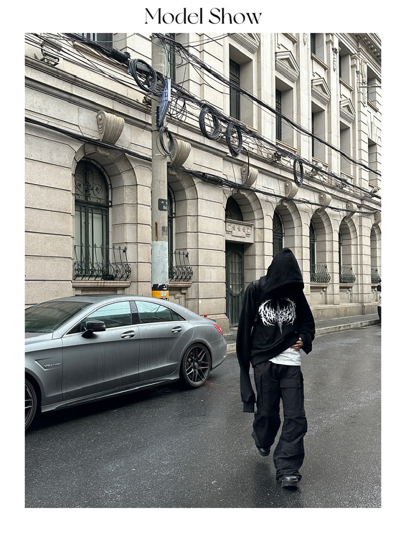 Long Sleeve Hooded Opium Style Pattern Sweater - Image 8