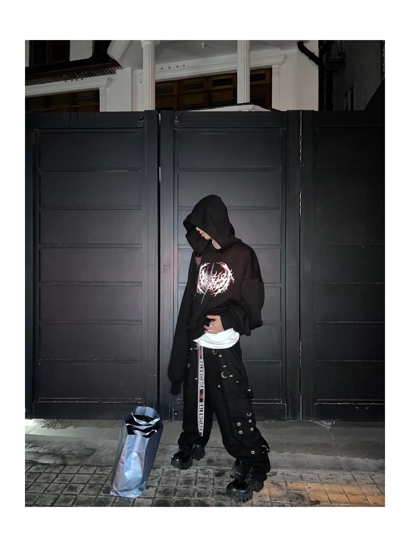 Long Sleeve Hooded Opium Style Pattern Sweater - Image 5