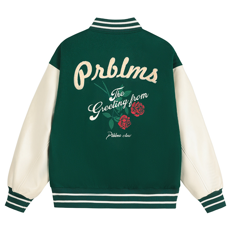 Rose Embroidered Baseball Uniform Loose High Street Jacket - Image 2